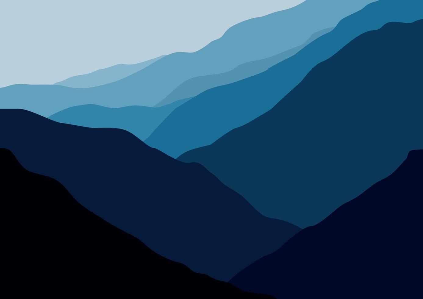 Landscape with the mountains. Illustration in flat style. vector