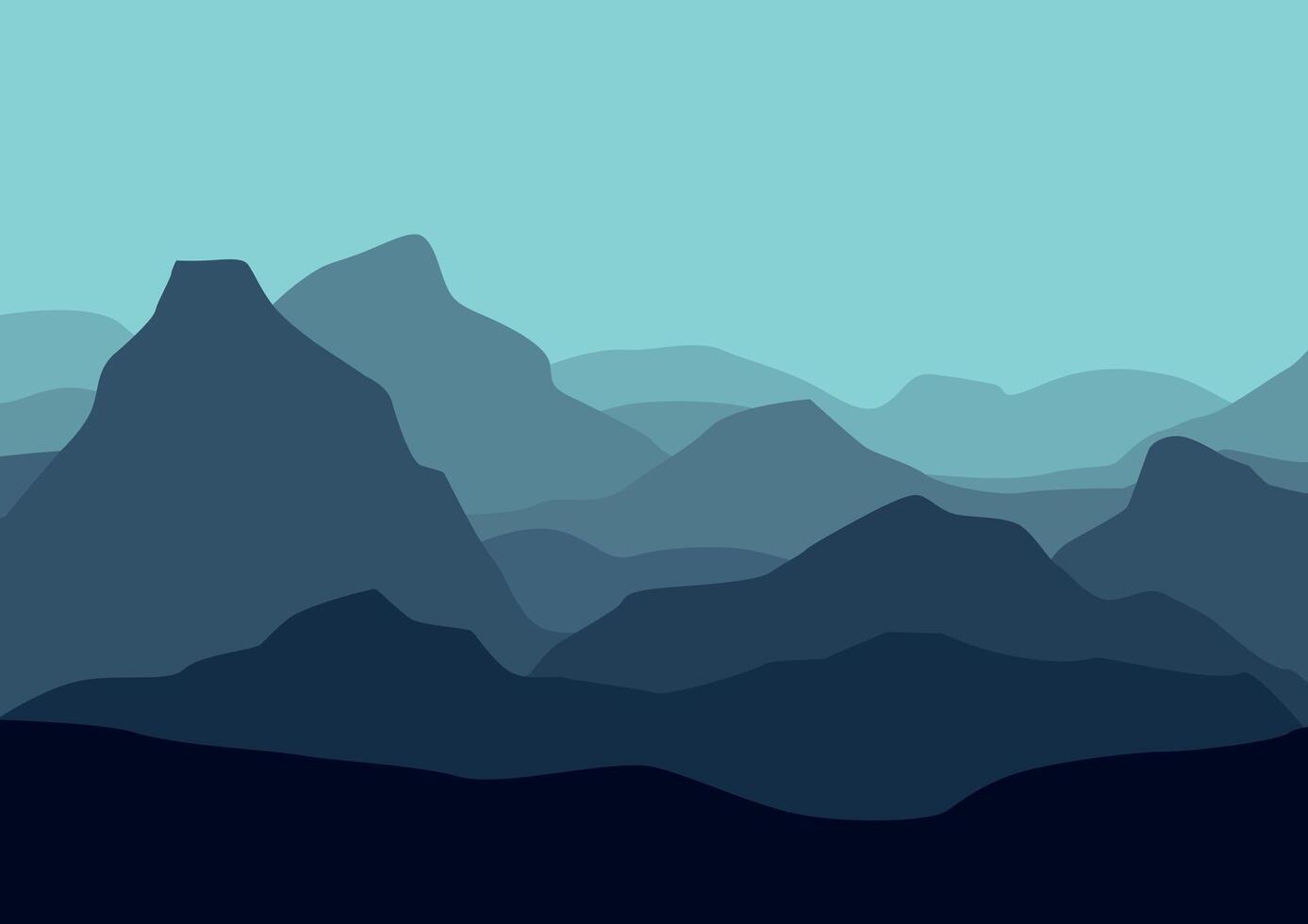 Landscape with the mountains. Illustration in flat style. vector