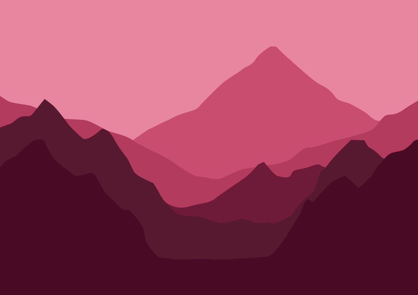 Landscape with the mountains. Illustration in flat style. vector