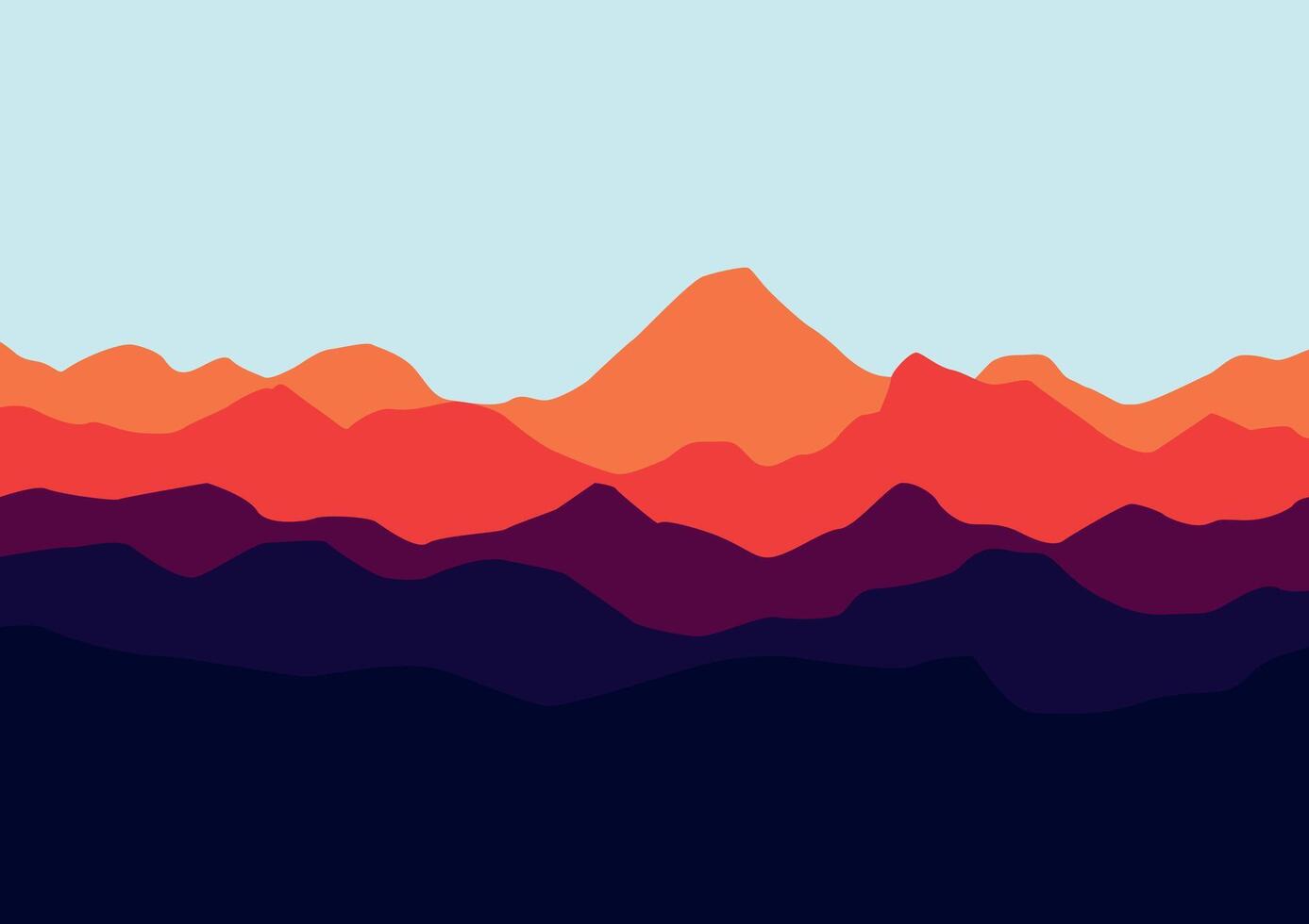 Landscape with the mountains. Illustration in flat style. vector