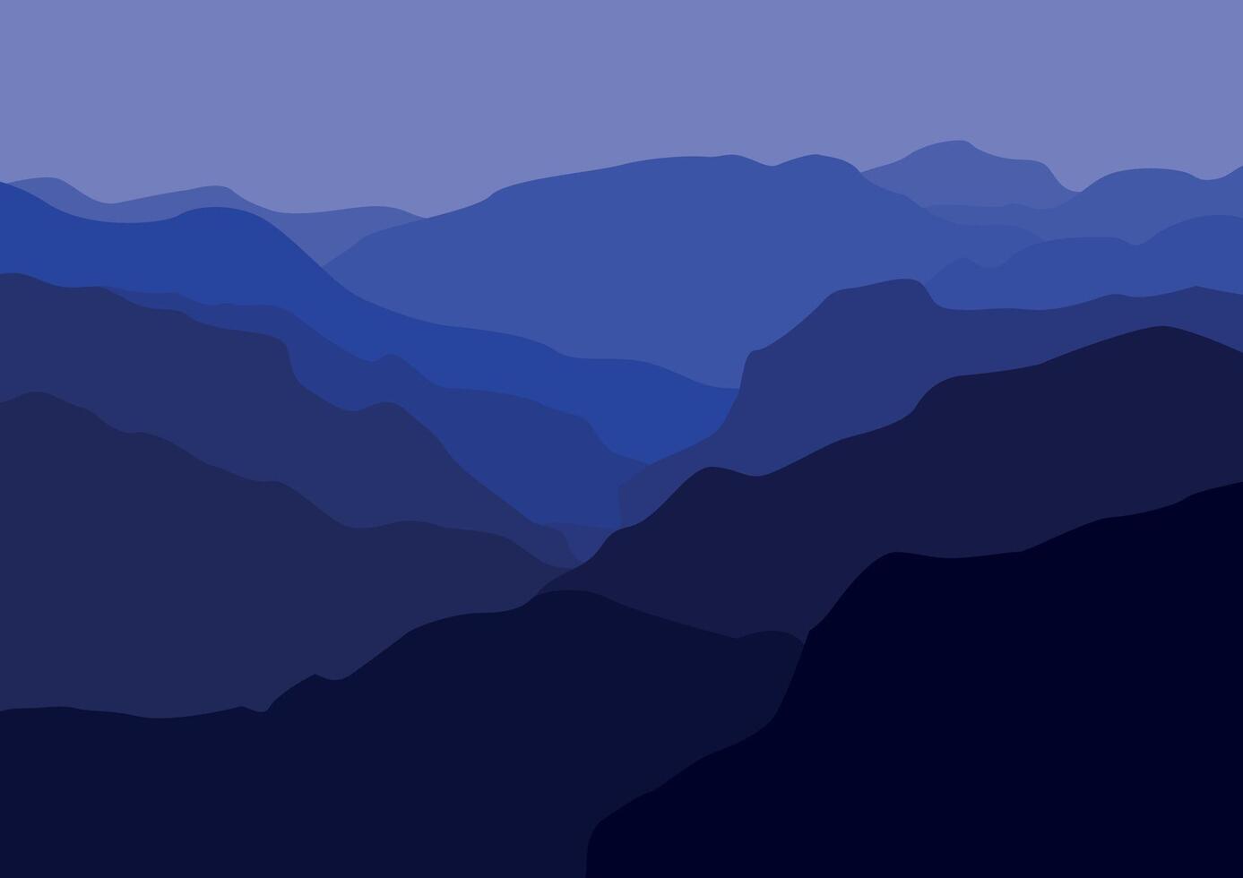 Landscape with the mountains. Illustration in flat style. vector