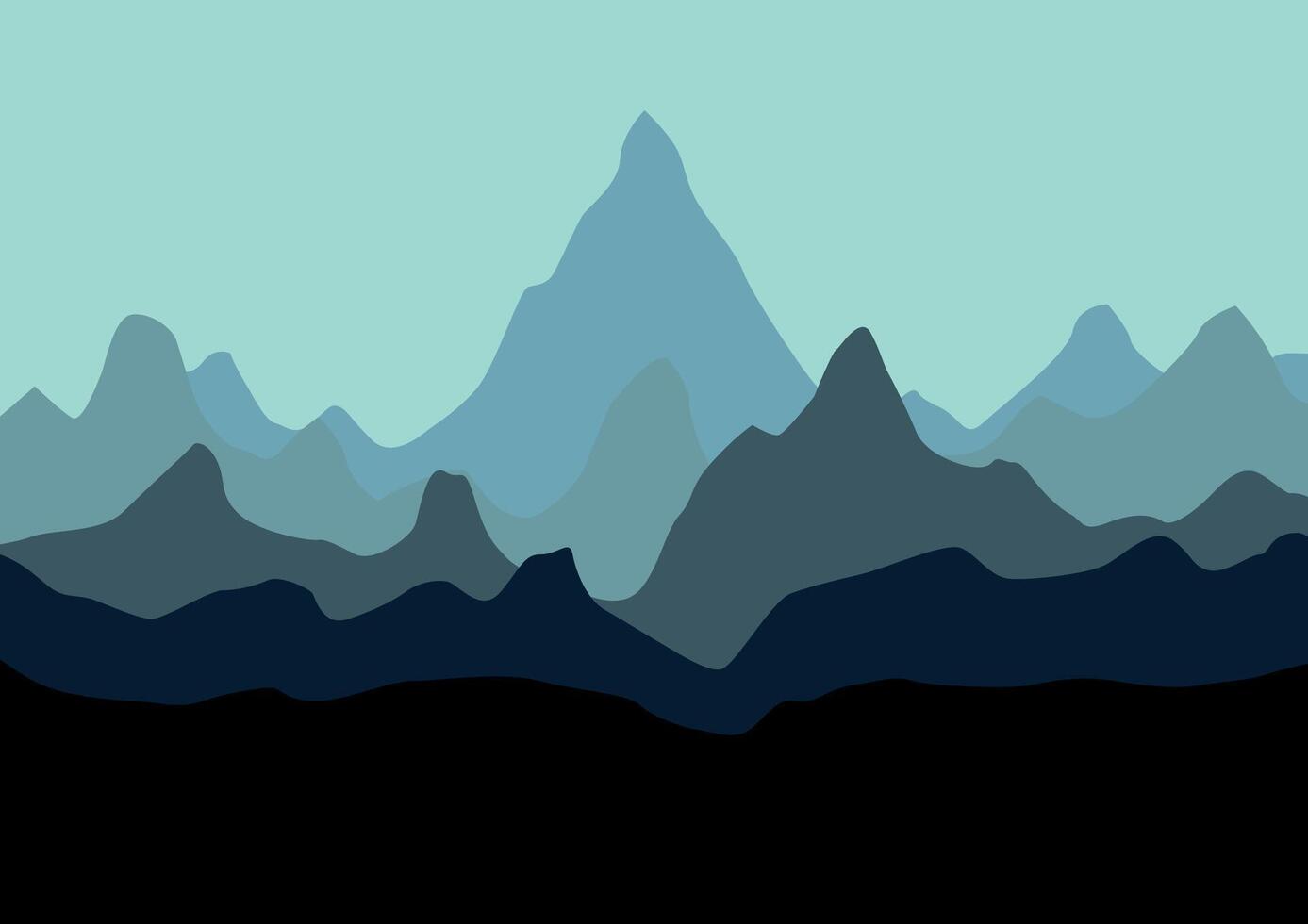 Landscape with the mountains. Illustration in flat style. vector