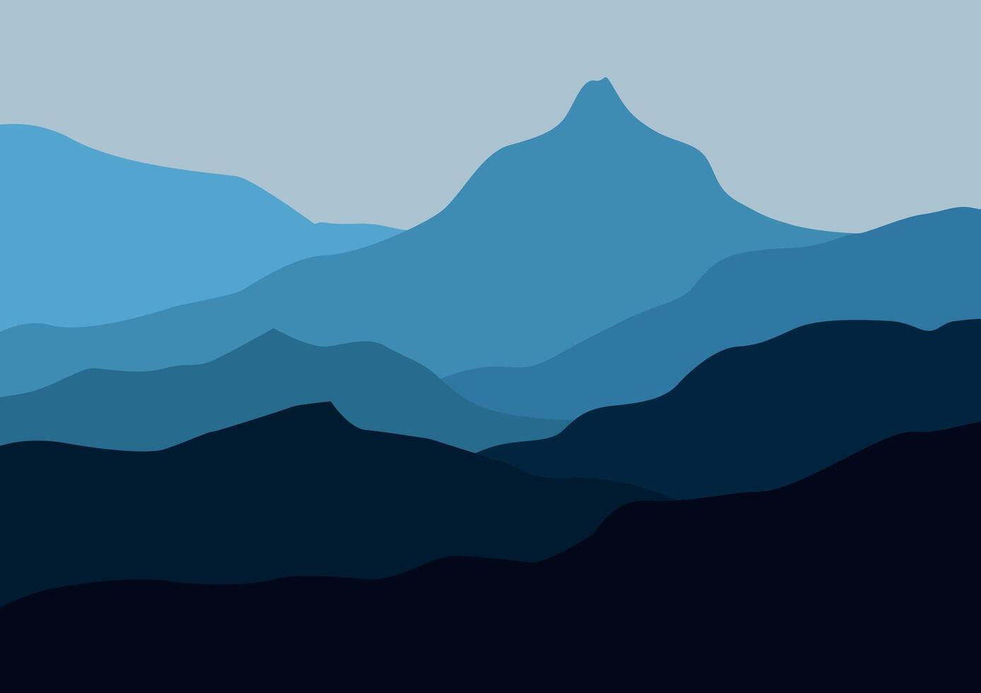 Landscape with the mountains. Illustration in flat style. vector