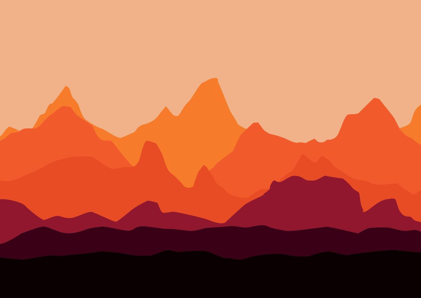 Landscape with the mountains. Illustration in flat style. vector