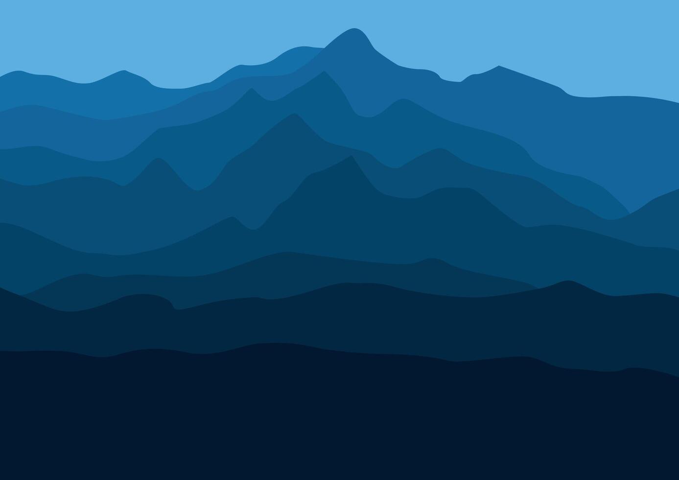 Landscape with the mountains. Illustration in flat style. vector