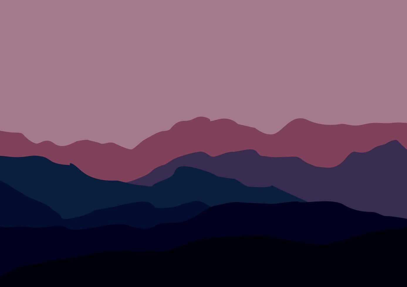 Landscape with the mountains. Illustration in flat style. vector