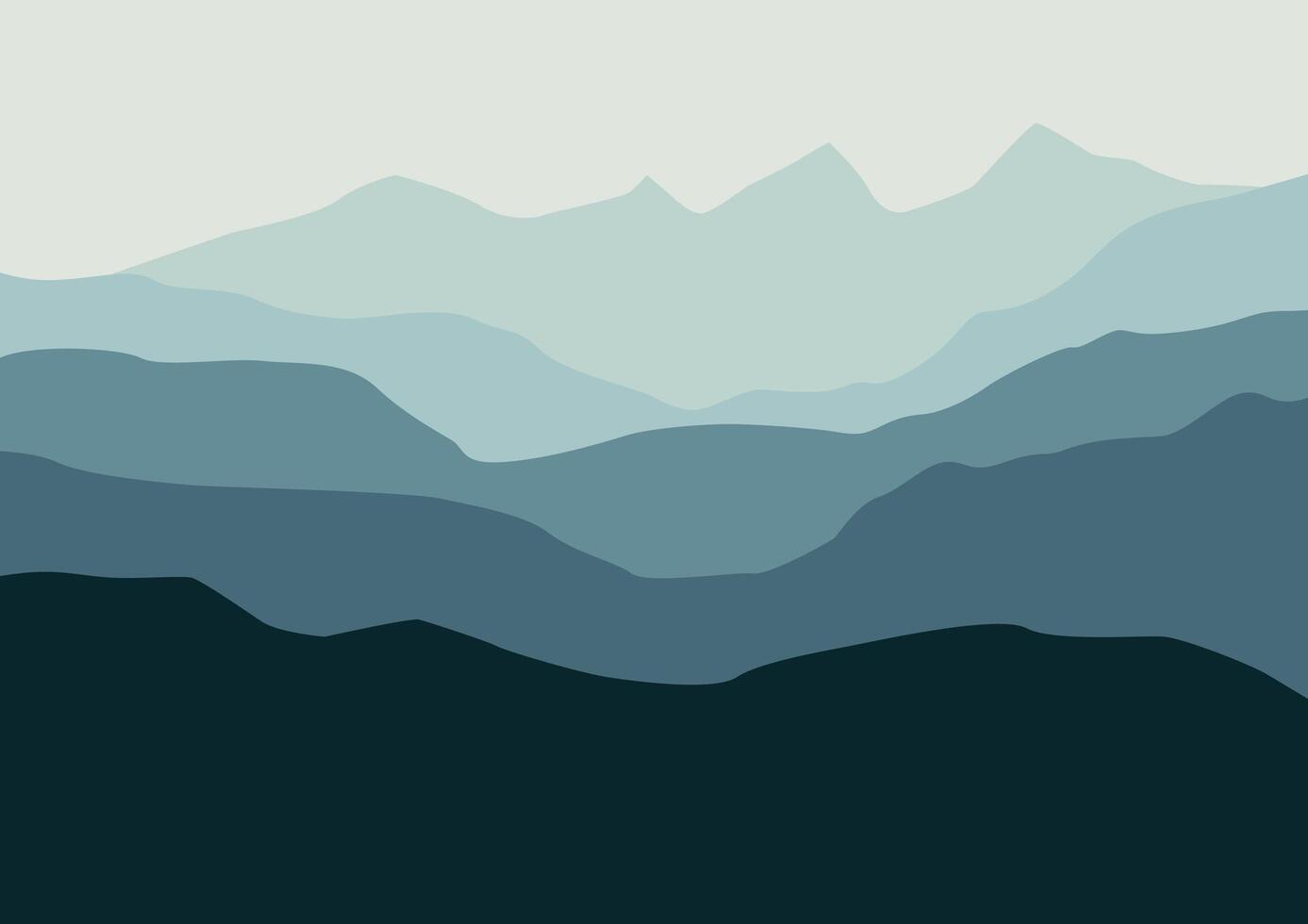 Landscape with the mountains. Illustration in flat style. vector