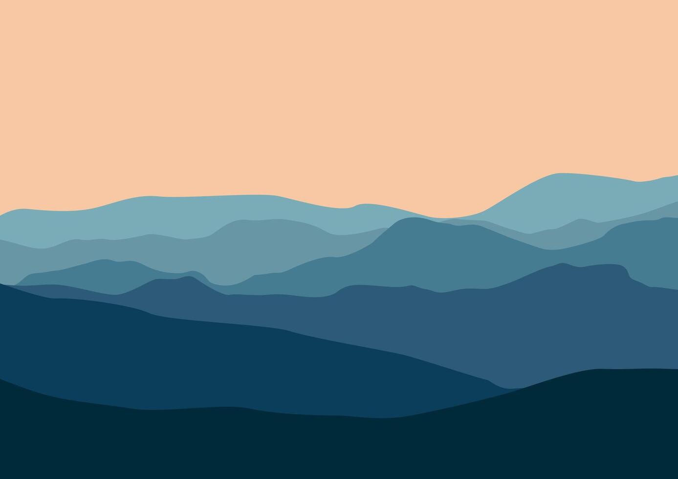 Landscape with the mountains. Illustration in flat style. vector