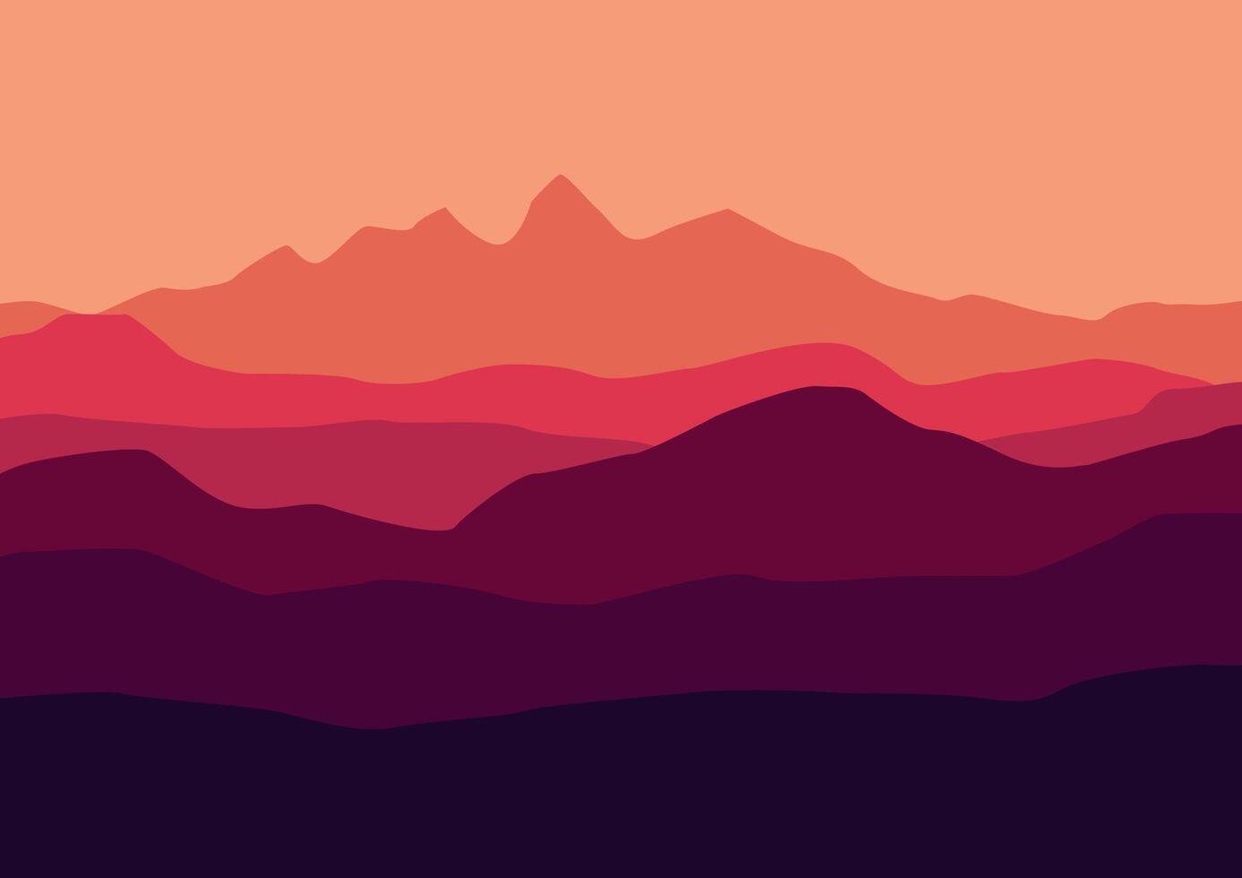 Landscape with the mountains. Illustration in flat style. vector