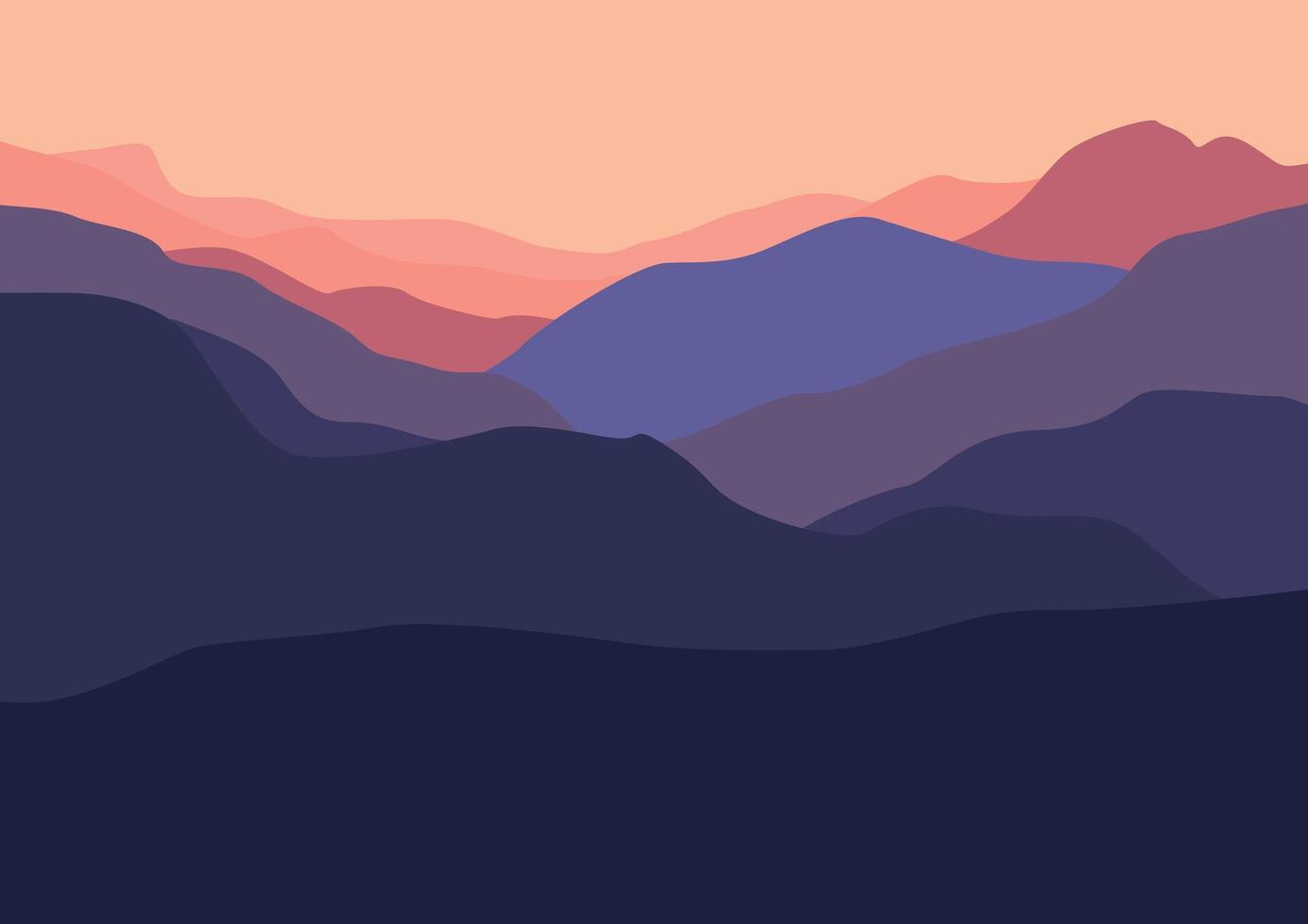 Landscape with the mountains. Illustration in flat style. vector