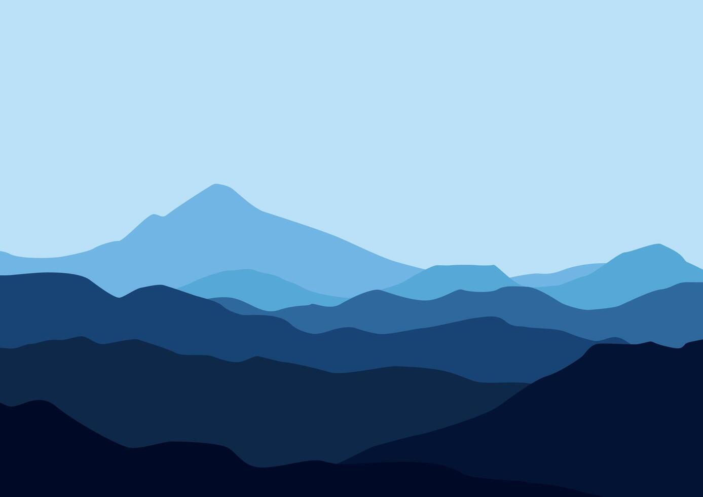 Landscape with the mountains. Illustration in flat style. vector
