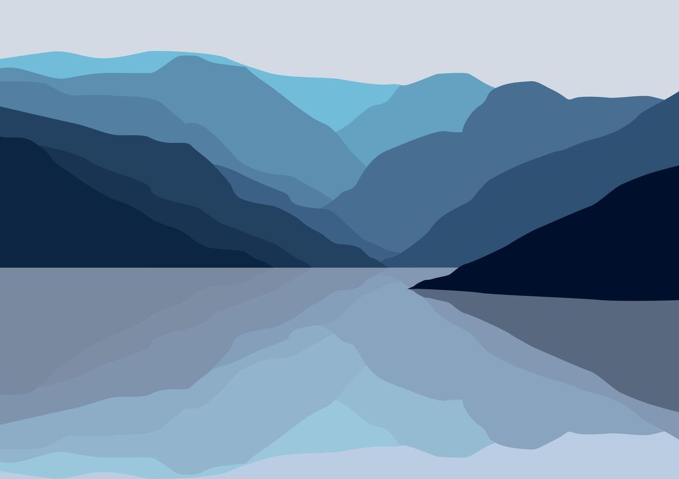 Landscape with the mountains and lakes. Illustration in flat style. vector