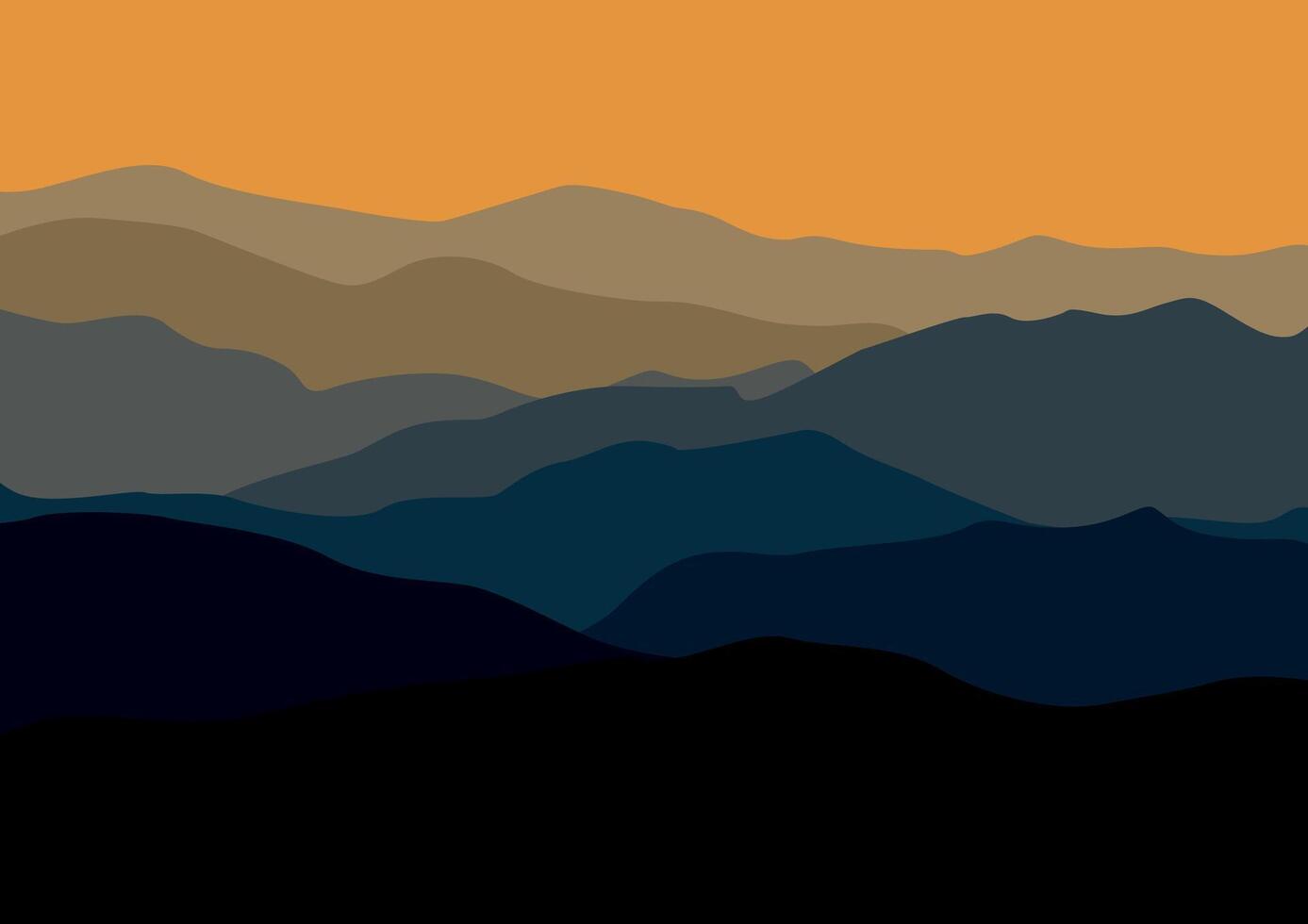 Landscape with the mountains. Illustration in flat style. vector