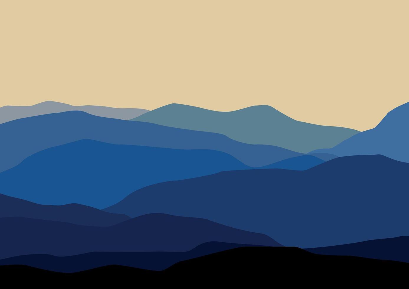 Landscape with the mountains. Illustration in flat style. vector