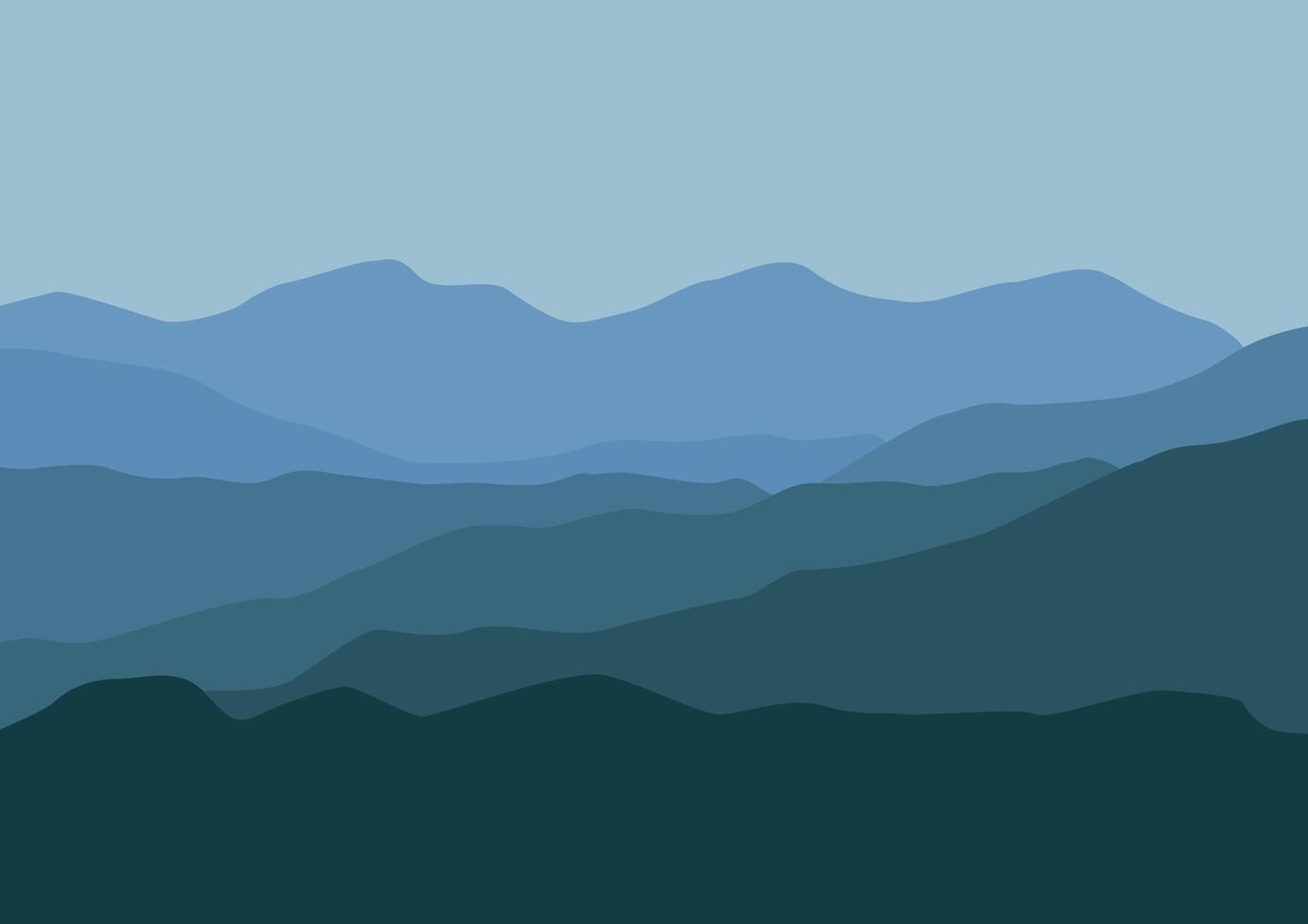 Landscape with the mountains. Illustration in flat style. vector
