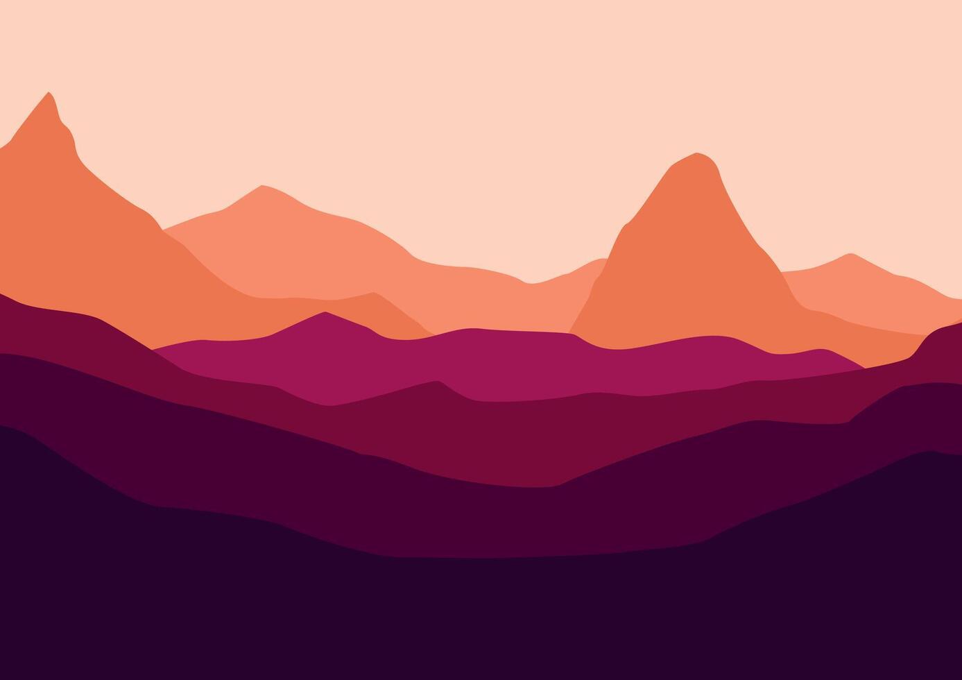 Landscape with mountains. Illustration in flat style. vector