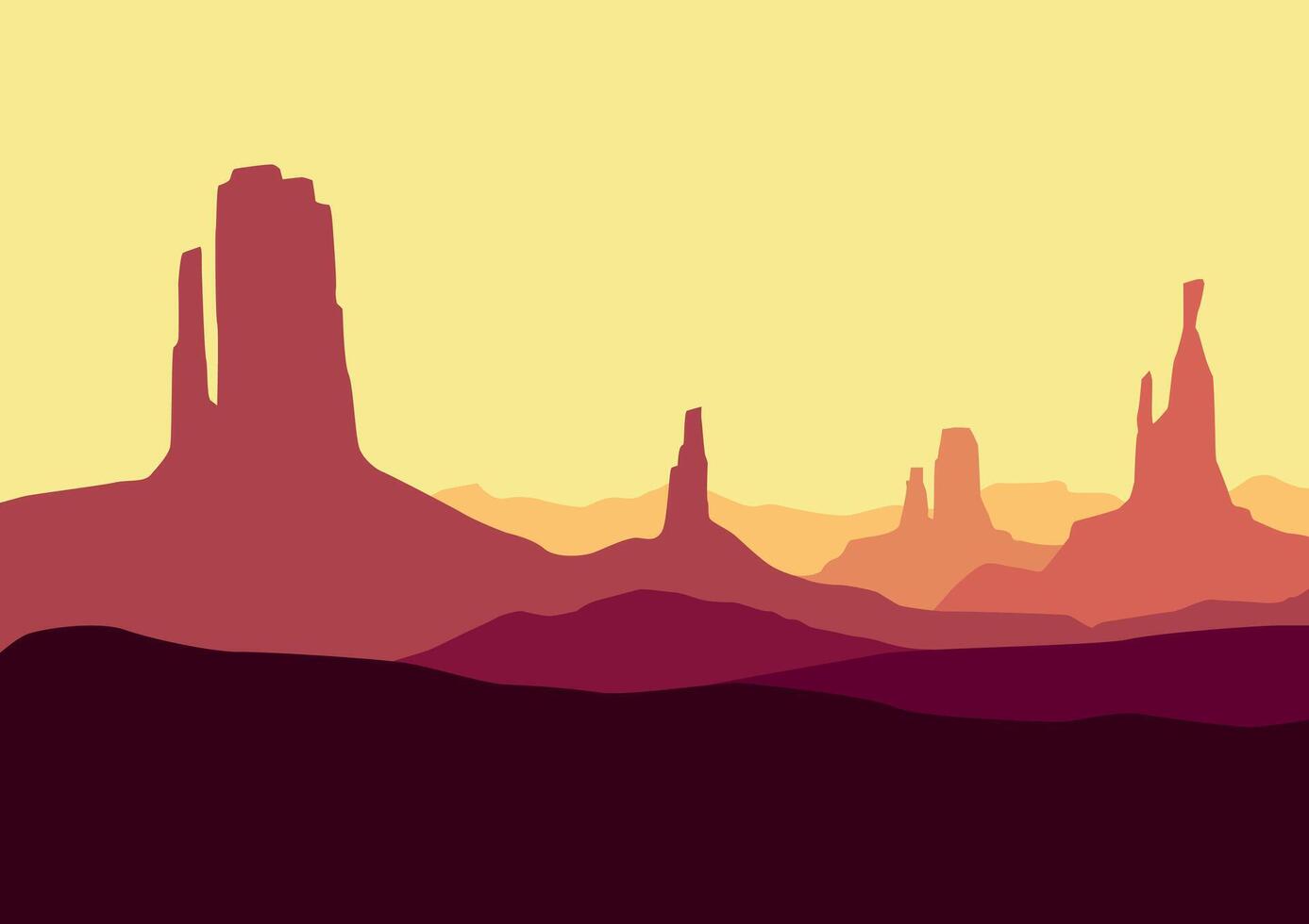 Desert panorama in America panorama. Illustration in flat style. vector