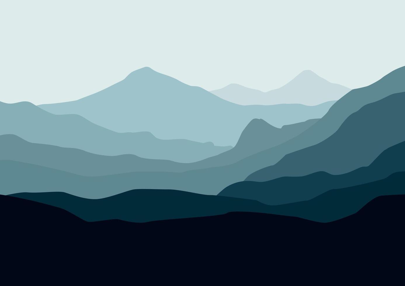 Landscape with mountains. Illustration in flat style. vector
