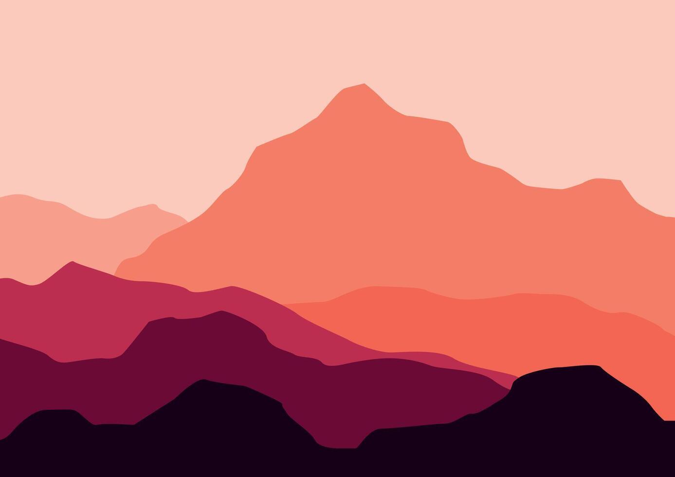 Landscape with mountains. Illustration in flat style. vector