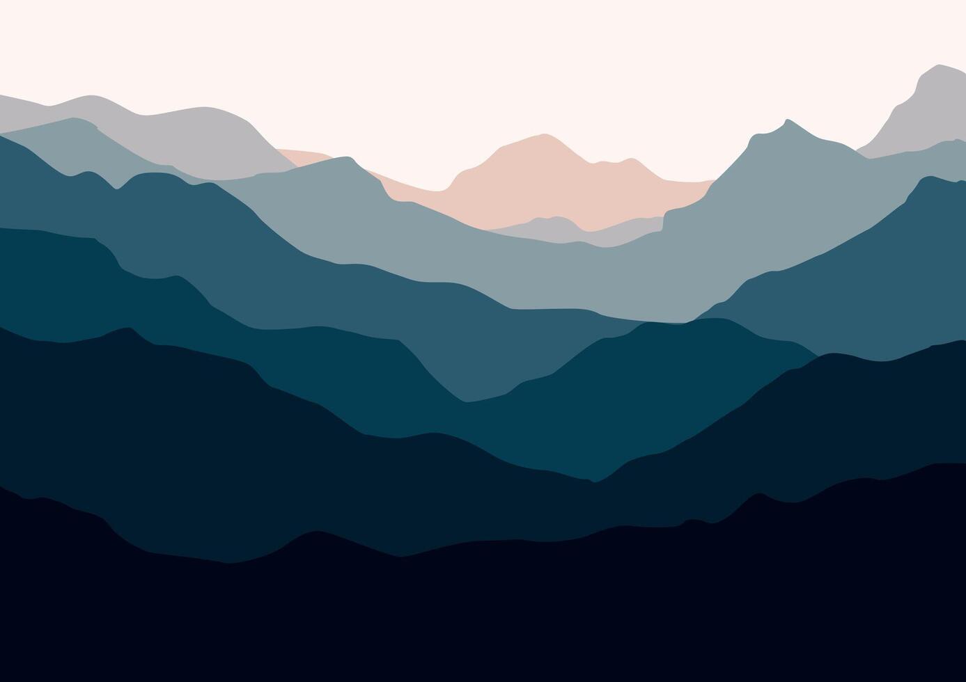 Landscape with mountains. Illustration in flat style. vector