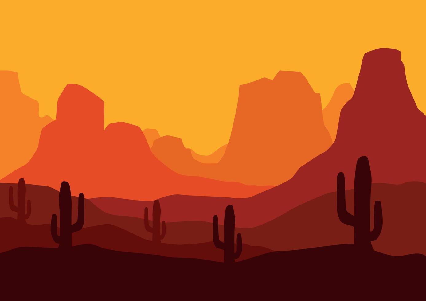Desert panorama in America panorama. Illustration in flat style. vector