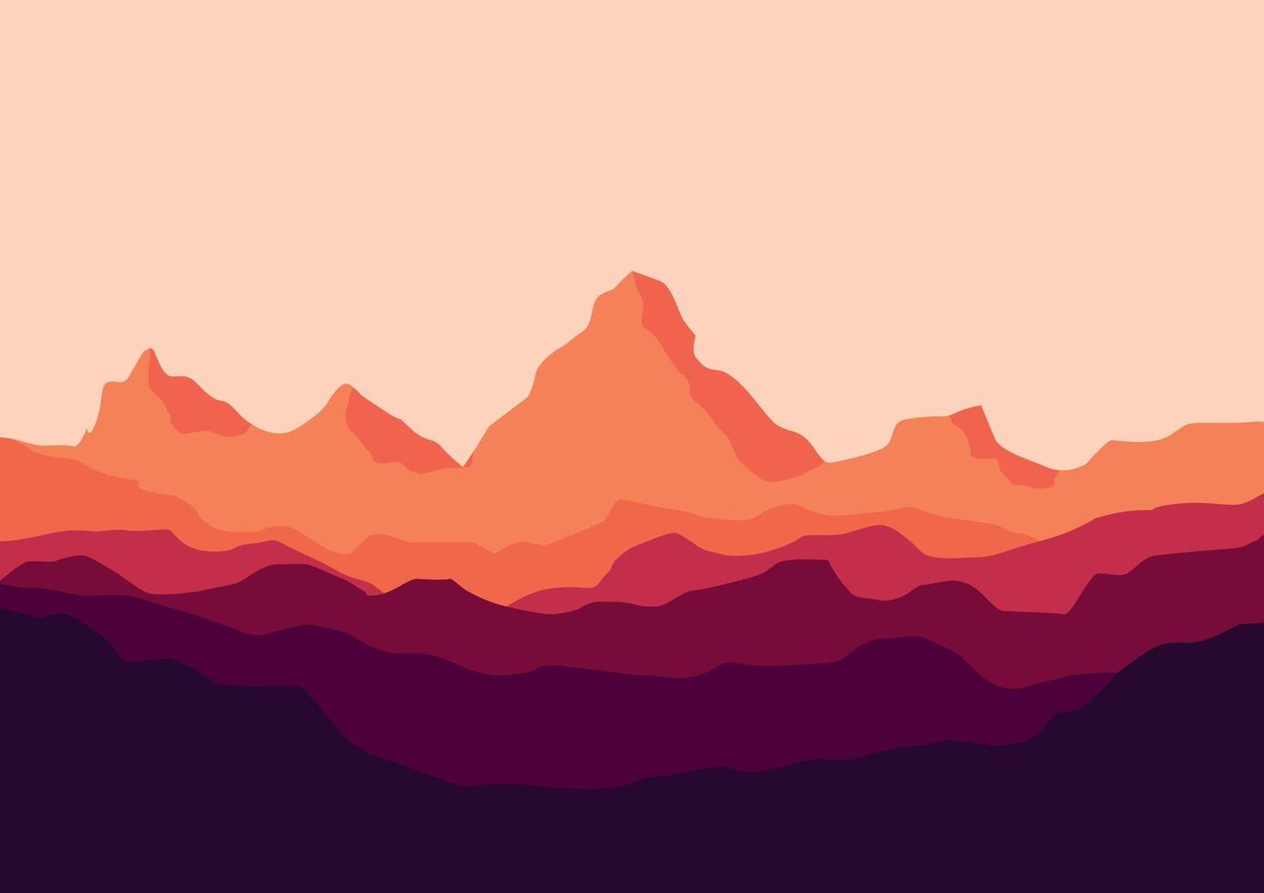 Landscape with mountains. Illustration in flat style. vector