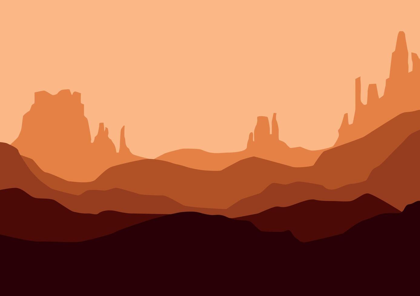 Desert panorama in America panorama. Illustration in flat style. vector