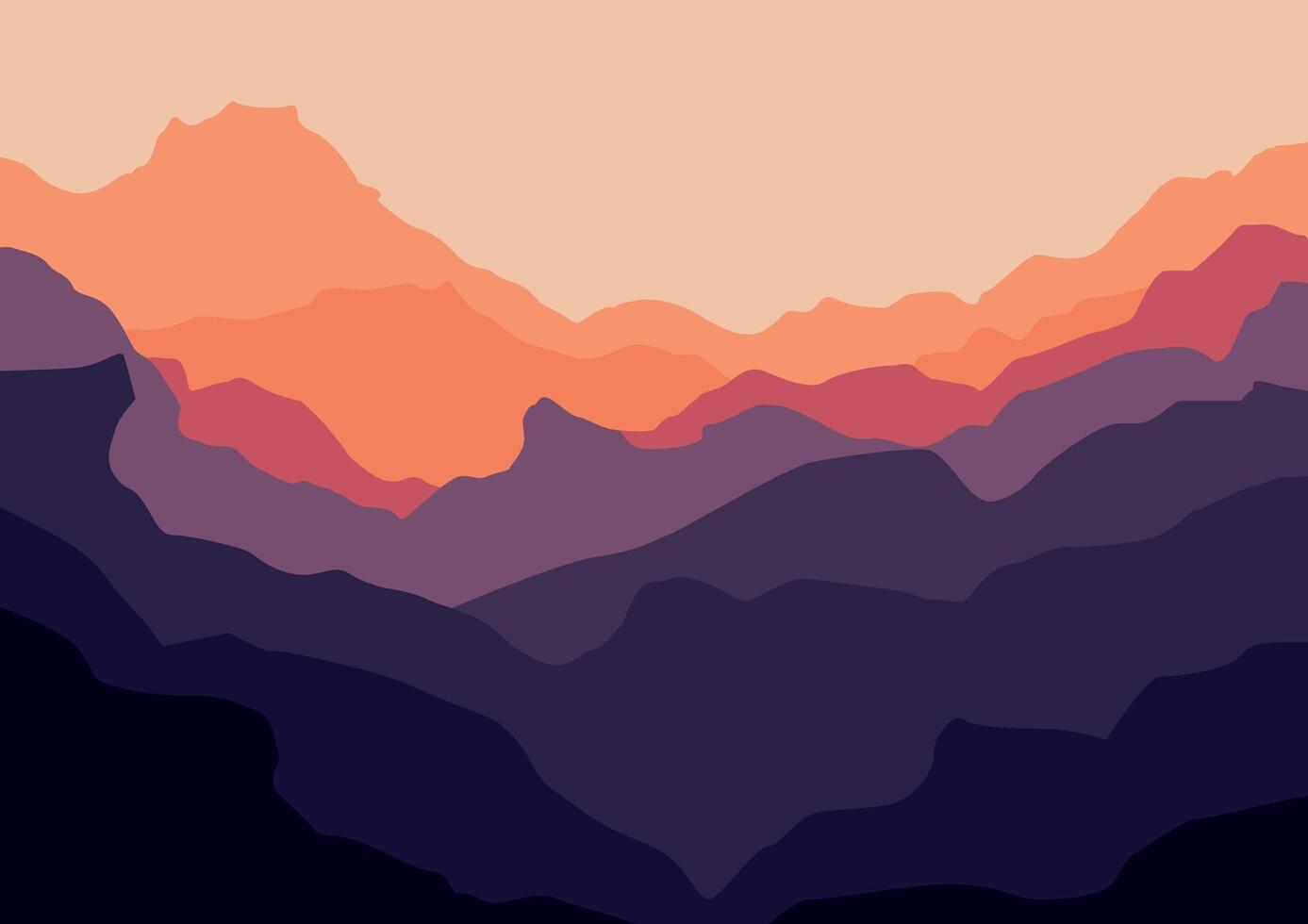 Landscape with mountains. Illustration in flat style. vector