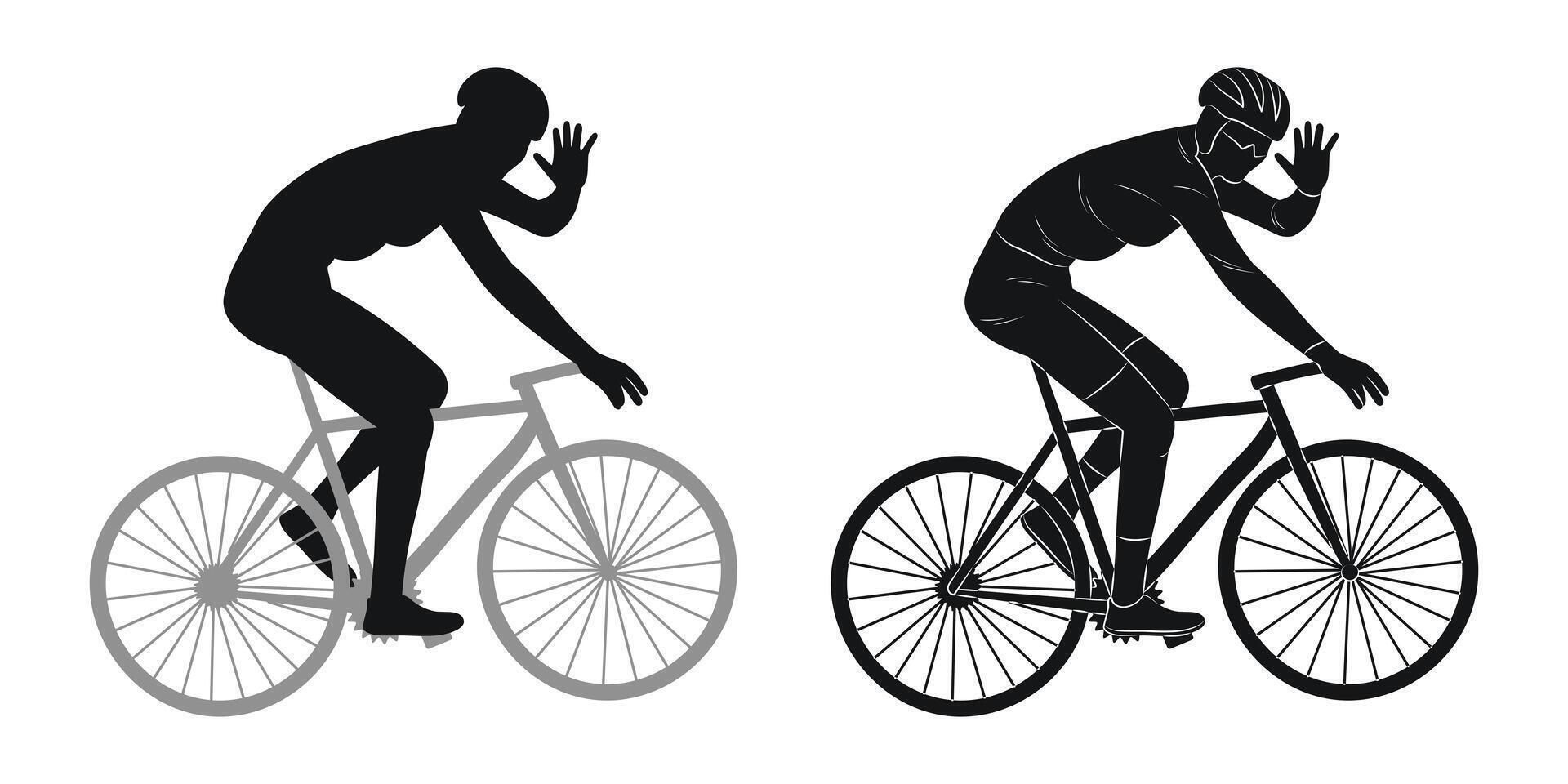 Person riding a bicycle silhouette, cyclist side view vector
