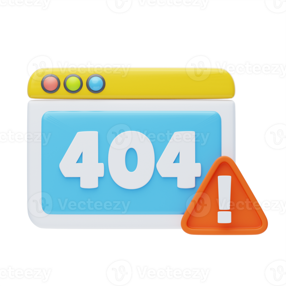 404 Error 3D Icon. 404 error page not found System updates, system maintenance and installation programs concept png
