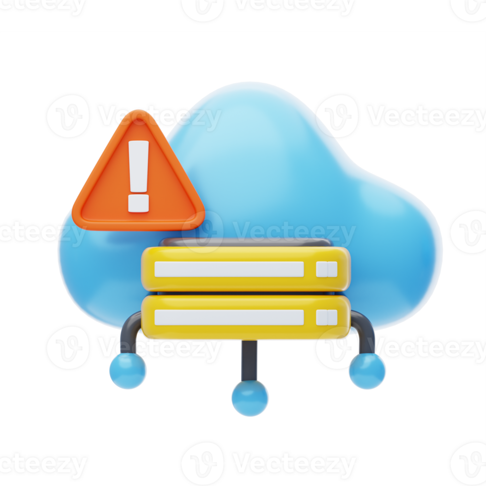 Cloud Issue 3D Icon. cloud System Error 3D Icon png