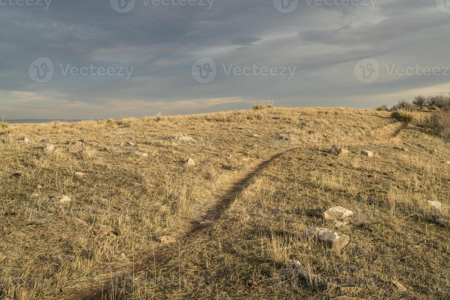 sunset over a single track bike and hiking trail photo