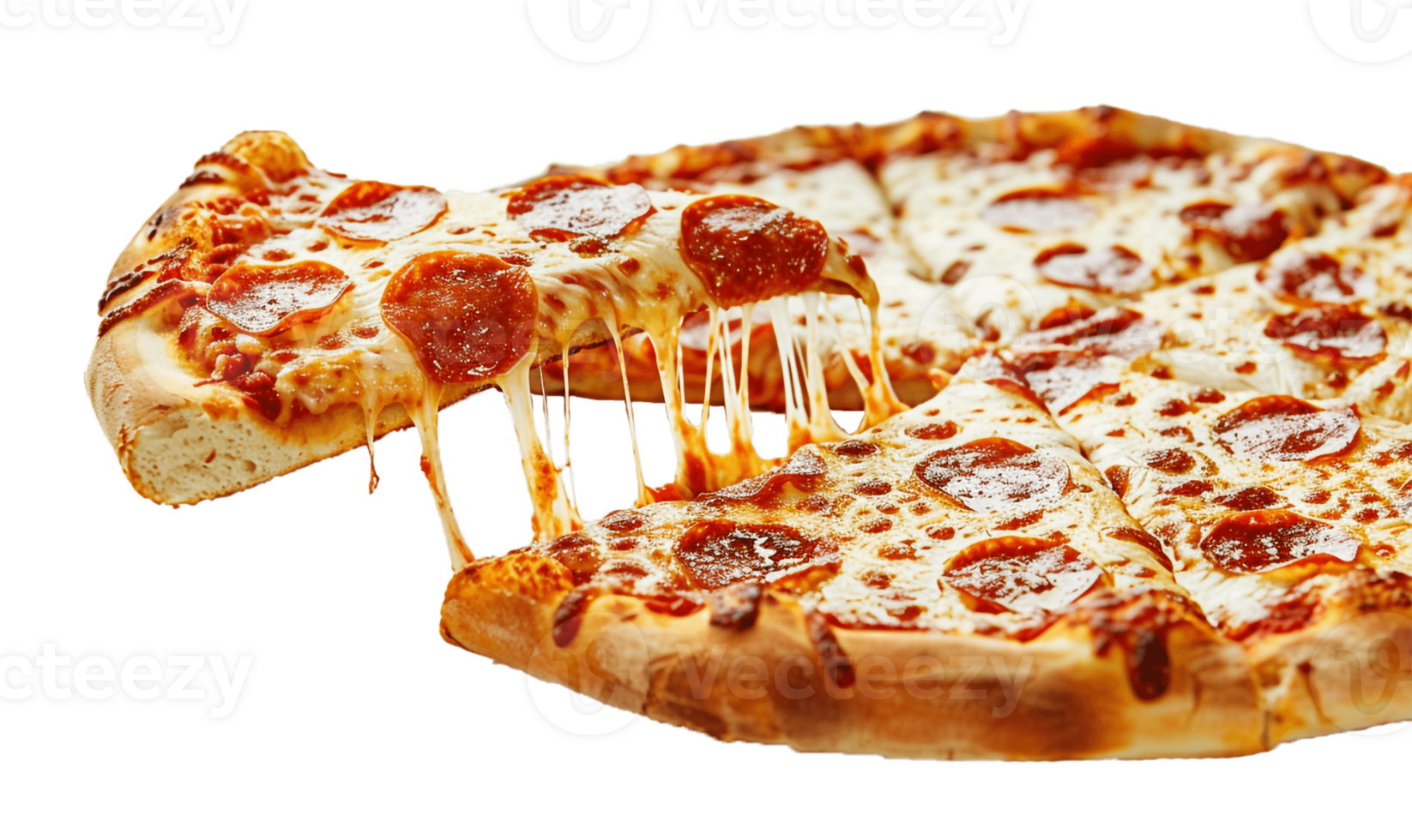A Cheesy Delicious Pizza With Tasty Pepperoni on a Transparent Background, . png
