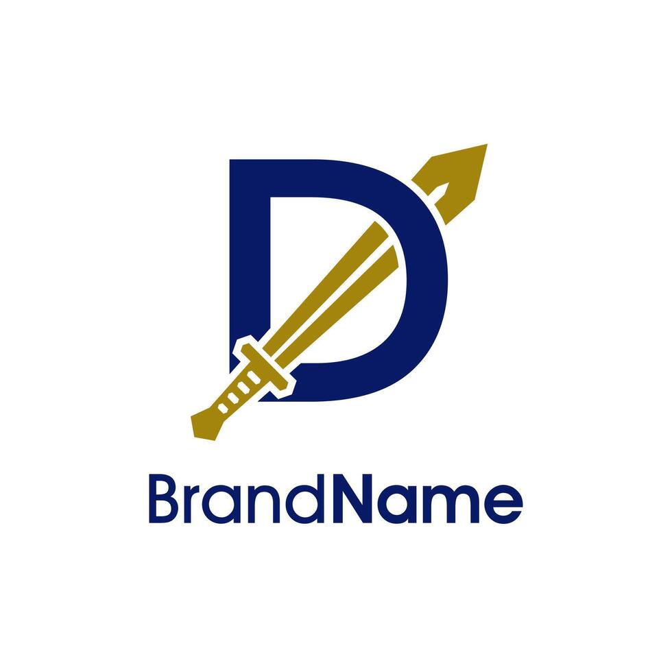 Modern Initial D Sword Logo vector