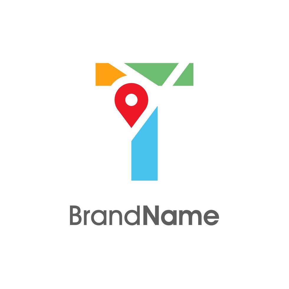 Modern Initial T Maps Location Logo vector