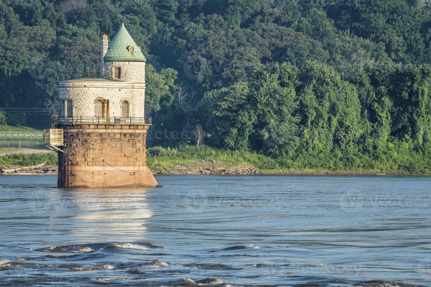 Water intake tower on Mississippi River photo