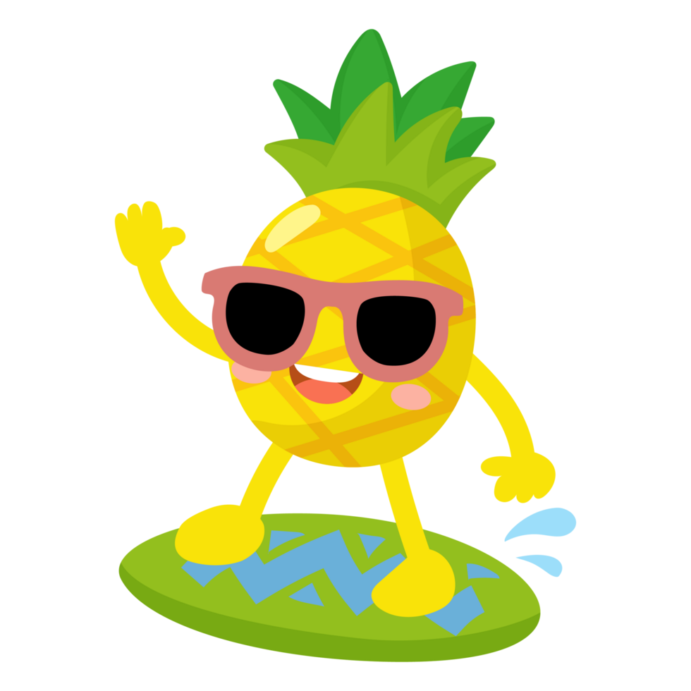 Pineapple Playing surfboard, Pineapple Surfboard Summer, fruit hello summer png