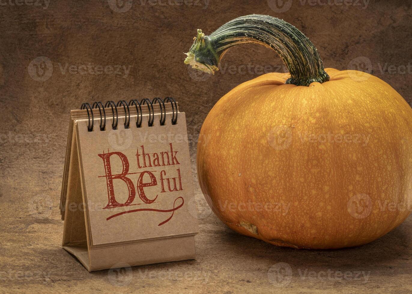 Be thankful - inspirational handwriting in a spiral calendar photo