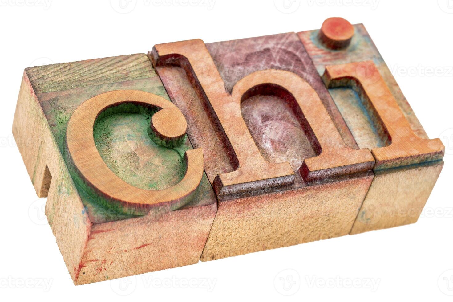 chi word abstract in wood type photo