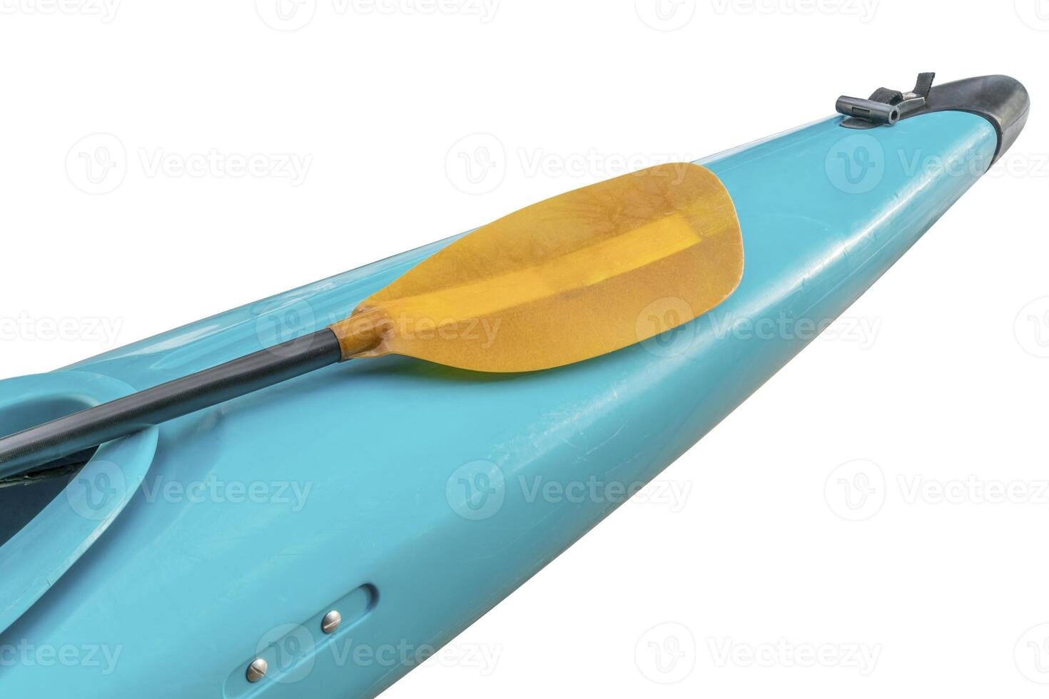 whitewater kayak bow with paddle photo