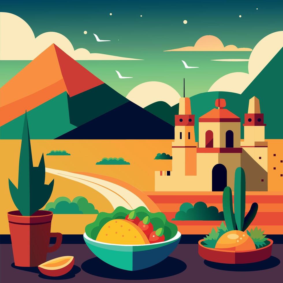 Fiesta Sunset Supper vector