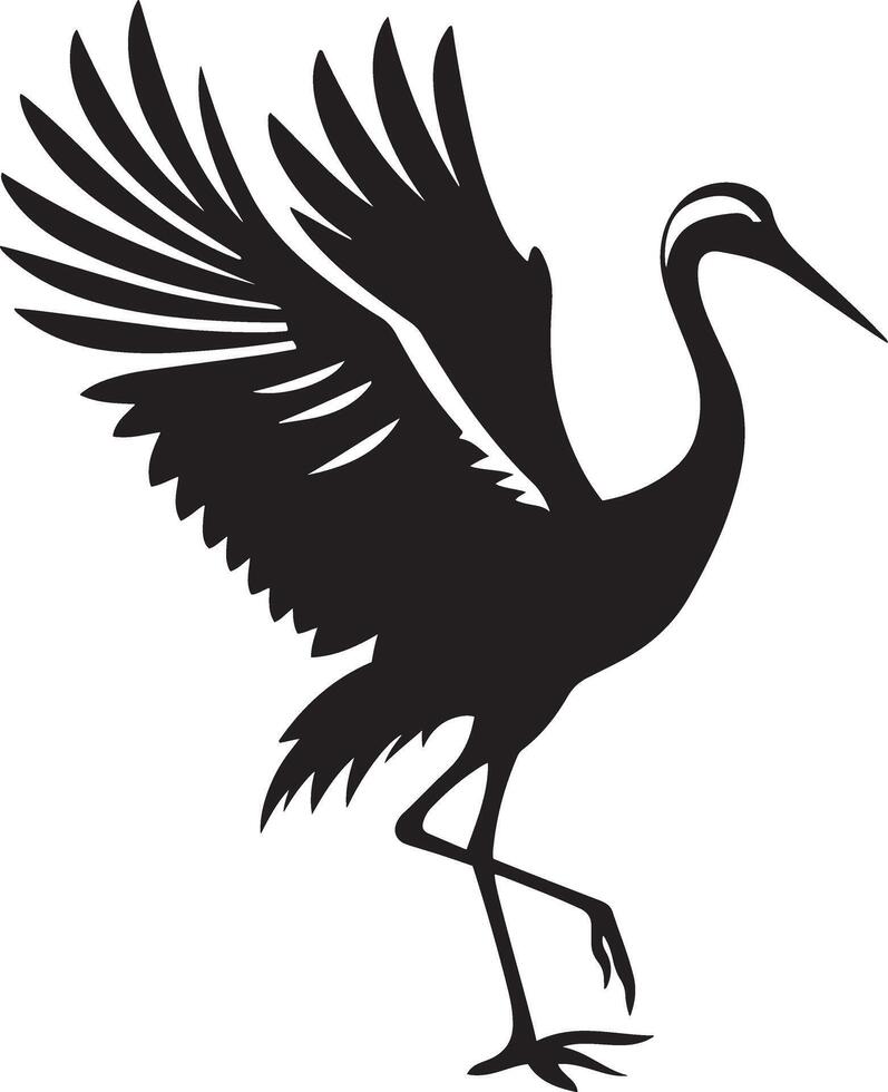 Crane bird silhouette illustration. vector