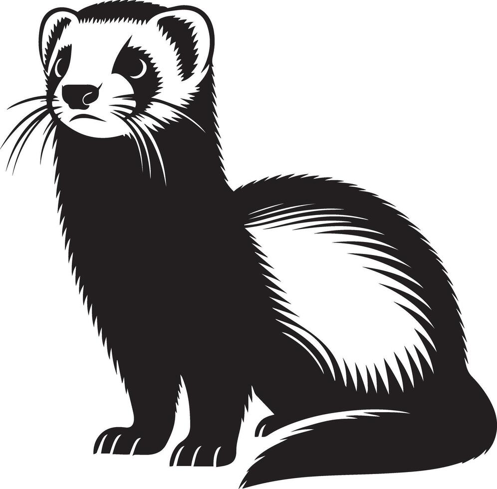 Sad Ferret silhouette icon illustration. vector