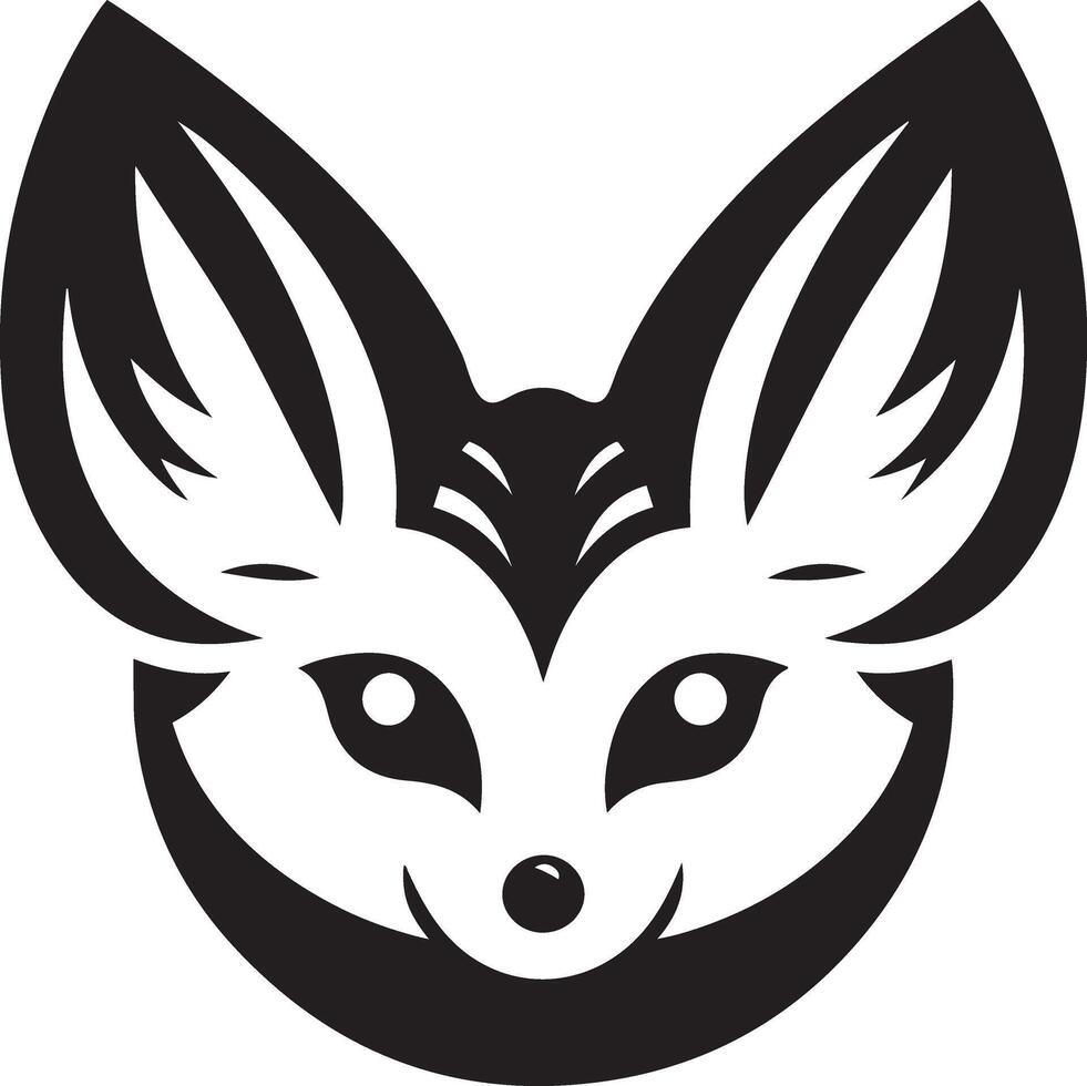 Fennec Fox head silhouette illustration on white background. vector
