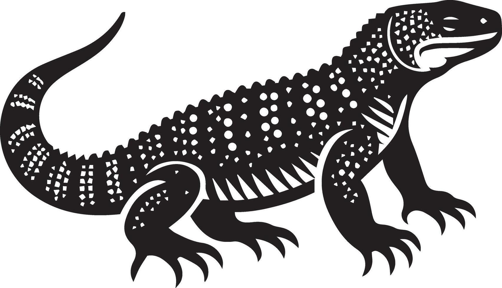 Gila Monster silhouette illustration on white background. vector
