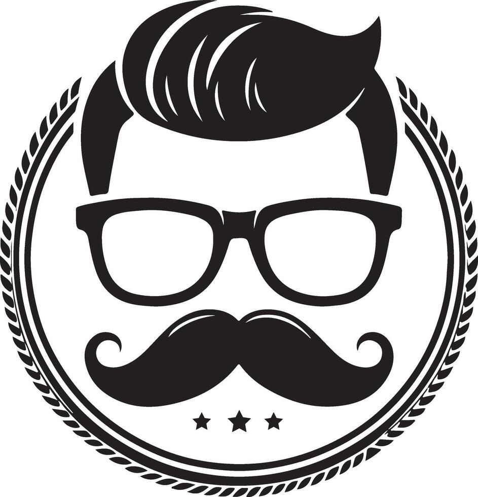 Gentleman with Glasses and a Long Mustache Illustration, Mustache and glasses man with cool hairstyle vector