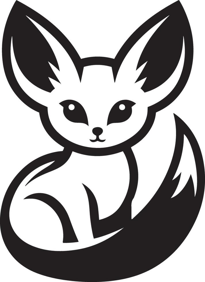 Fennec Fox silhouette illustration on white background. vector