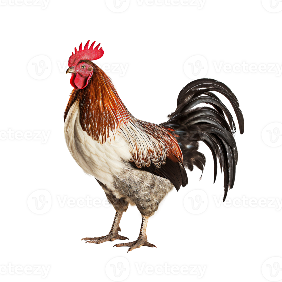 Majestic rooster strutting with elegance against a transparent backdrop png