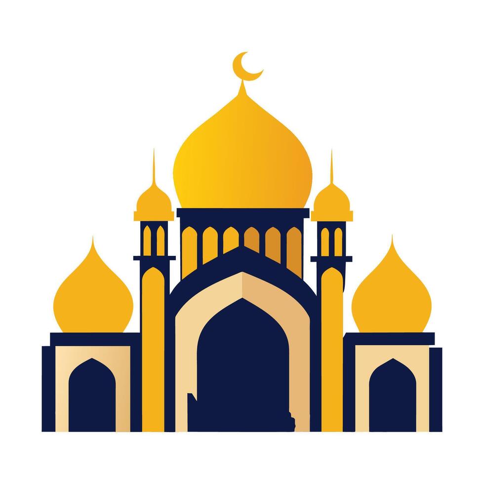 Islamic Mosque Silhouette with Gradient Color. Ramadan Kareem Mosque on White Background vector