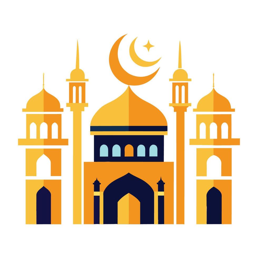 Islamic Mosque Silhouette with Gradient Color. Ramadan Kareem Mosque on White Background vector